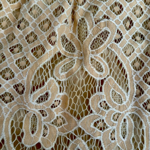 Free People One Million Lovers Mini Dress Beige Sz 6 S M Lace New Plunging V - Picture 10 of 10